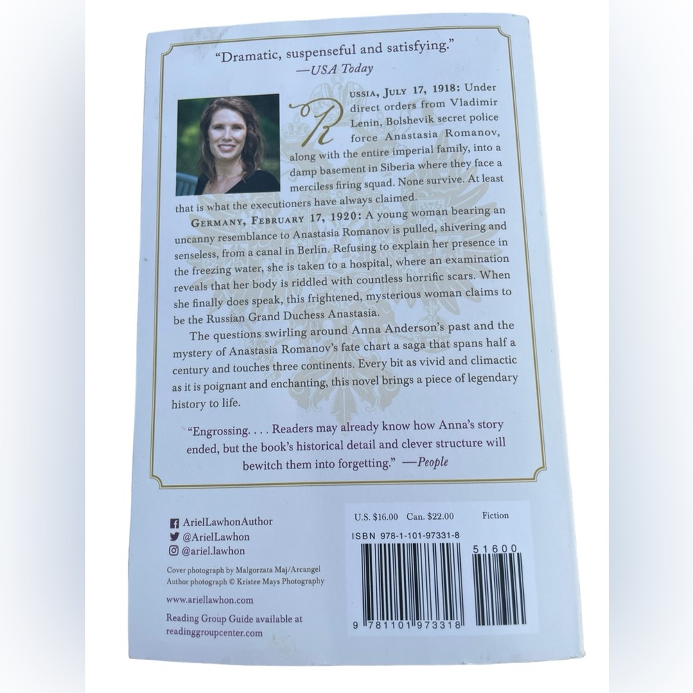 Novel I Was Anastasia by Ariel Lawhon Softcover - Picture 2 of 6